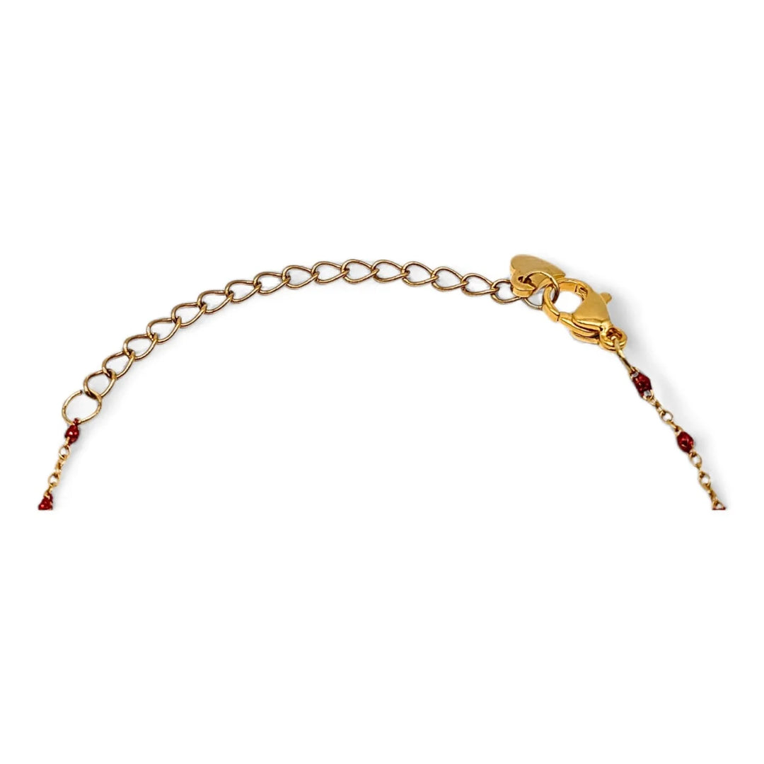 Ruby Elegance - Emaille-Perlenkette