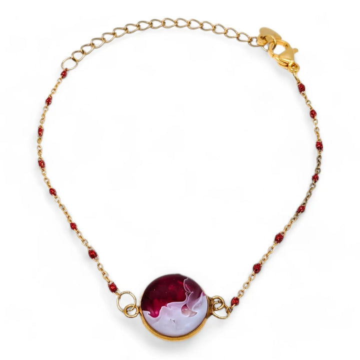 Ruby Elegance - Emaille-Perlenkette